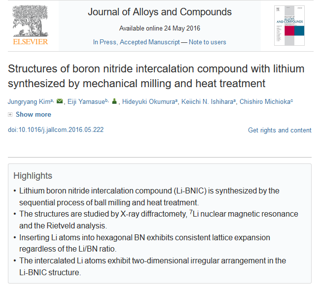 Original Article Publications of Jungryang Kim (Ph.D Candidate) in Journal of Alloys and Compounds