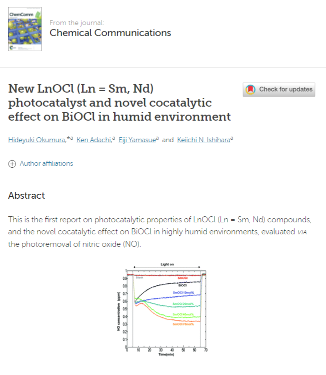 Original Article Publications of Prof. Okumura in Chemical Communications