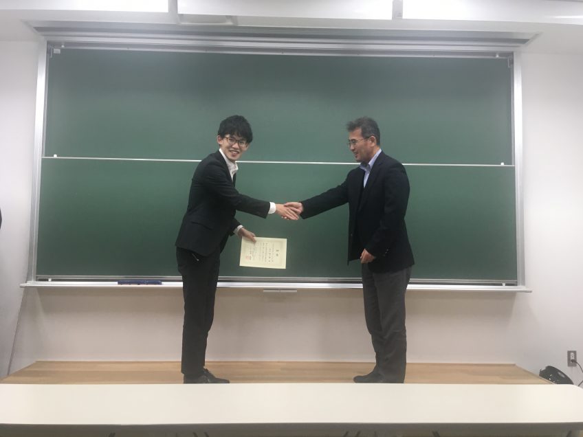 Best presentation award for Soichiro Yamaguchi in Master thesis presentation 2020!!