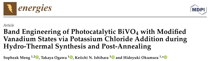 Original Article Publications of Sopheak Meng (Ph.D) in Energies